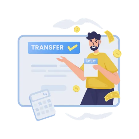 Transfer money success  Illustration