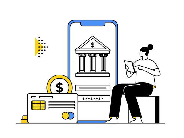 Transfer Money Using Banking App  Illustration