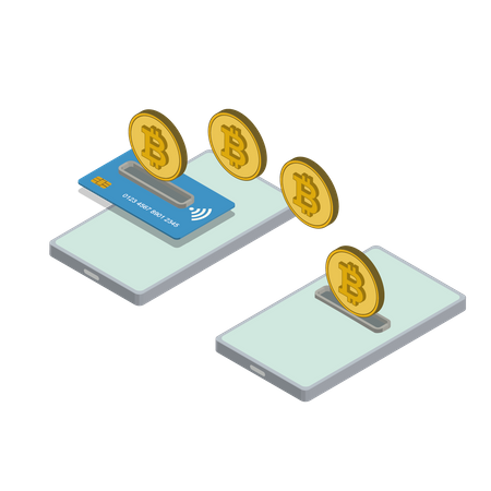 Envío y recepción de pagos de Bitcoin  Ilustración