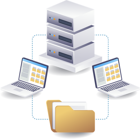Transferência de dados entre servidores de computadores  Ilustração