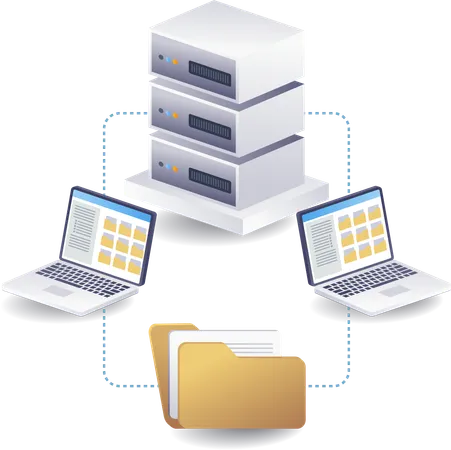 Transferência de dados entre servidores de computadores  Ilustração