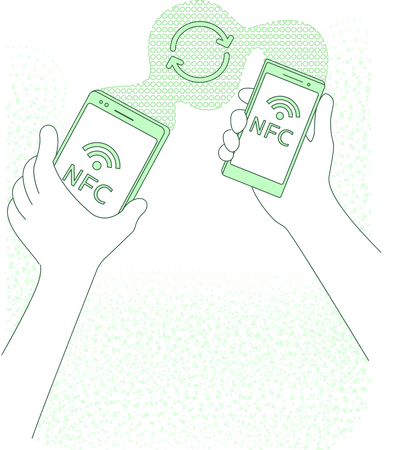 Transferência de dados móveis usando NFC  Ilustração