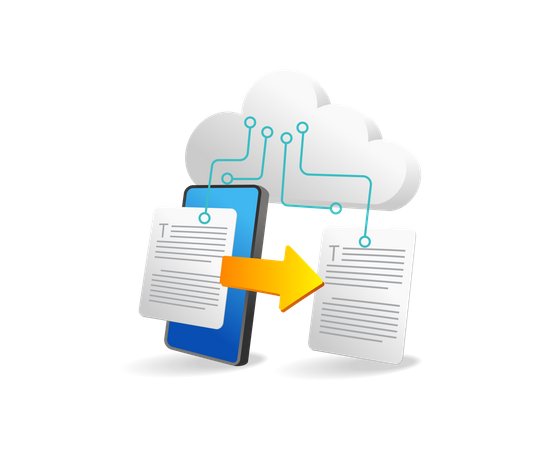 Transferencia de datos con teléfono inteligente  Ilustración