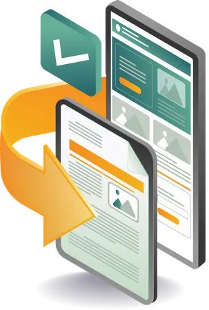 Transferencia de datos de teléfonos inteligentes mediante la aplicación web  Ilustración