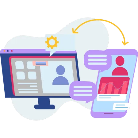 Transferencia de datos desde el móvil al monitor  Ilustración