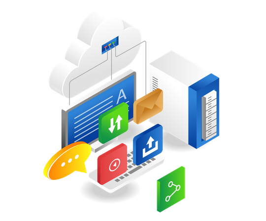 Transferencia de datos del servidor en la nube  Ilustración