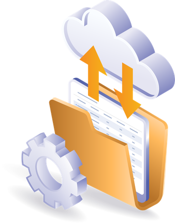 Carpeta de computadora para transferencia de datos de servidor en la nube  Ilustración