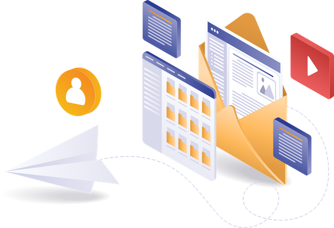 Transferencia de datos digitales por correo electrónico  Ilustración