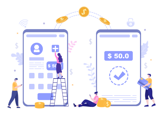 Transferencia de dinero en línea  Ilustración