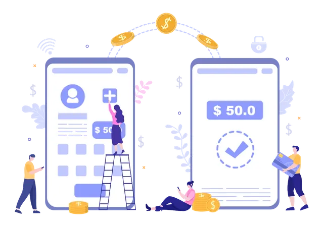 Transferencia de dinero en línea  Ilustración