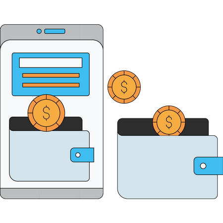 Transferencia de dinero en línea  Ilustración