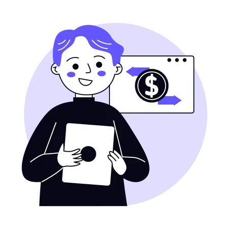 Transferencia de dinero en línea  Ilustración