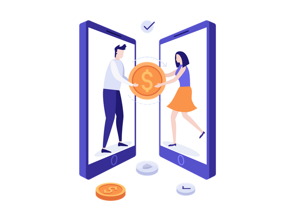 Transferencia de dinero en línea  Ilustración