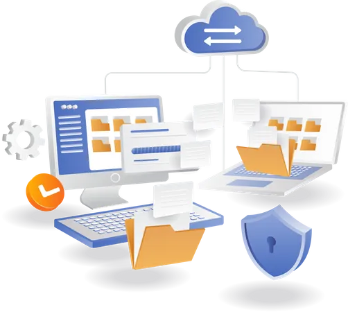 Transferência segura de arquivos entre computadores  Ilustração