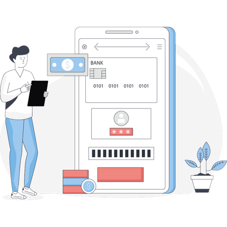 Transferring money through smartphone application  Illustration