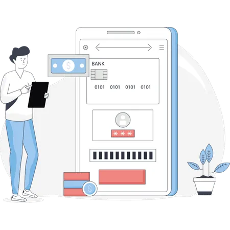 Transferring money through smartphone application  Illustration