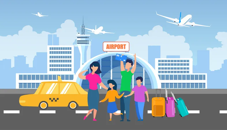 Transfert aéroport avec service de taxi  Illustration