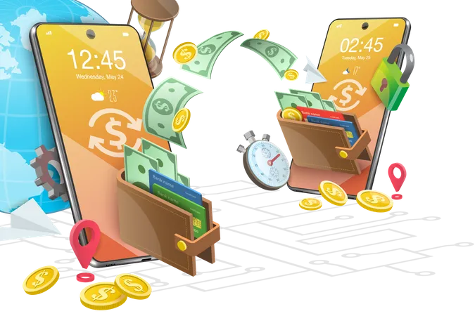 Transfert d'argent mobile  Illustration