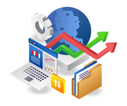 Transfert d'analyse de données informatiques mondiales  Illustration