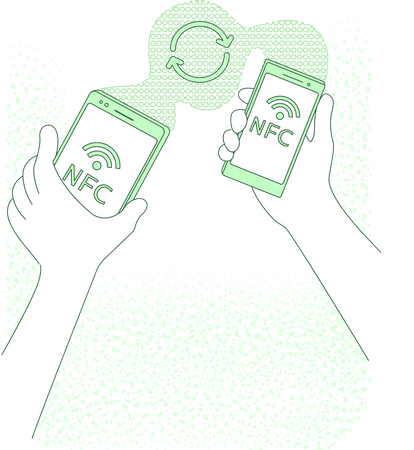 Transfert de données mobiles via NFC  Illustration