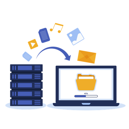 Transfert de fichiers du serveur vers l'ordinateur portable  Illustration