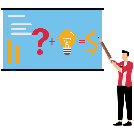Transform idea to make money or equation for attracting money  Illustration