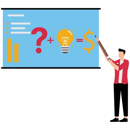 Transform idea to make money or equation for attracting money  Illustration
