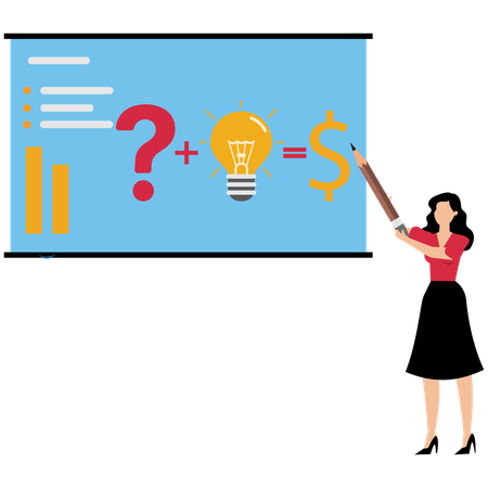 Transform idea to make money or equation for attracting money  Illustration