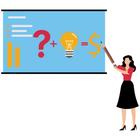 Transform idea to make money or equation for attracting money  Illustration