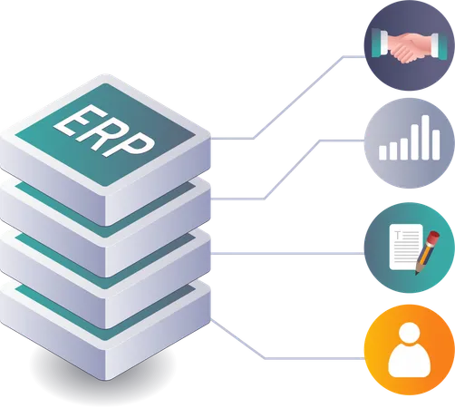 Transformação de negócios por meio de soluções ERP  Ilustração