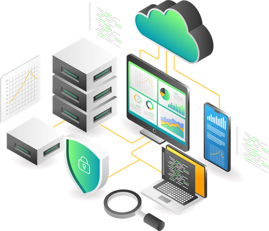 Transformación de datos digitales  Ilustración