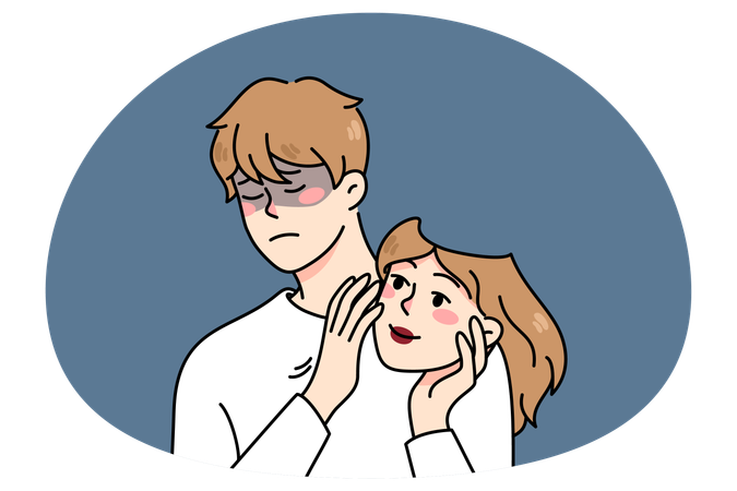 Transgender man holding woman mask  Illustration