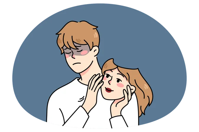 Transgender man holding woman mask  Illustration