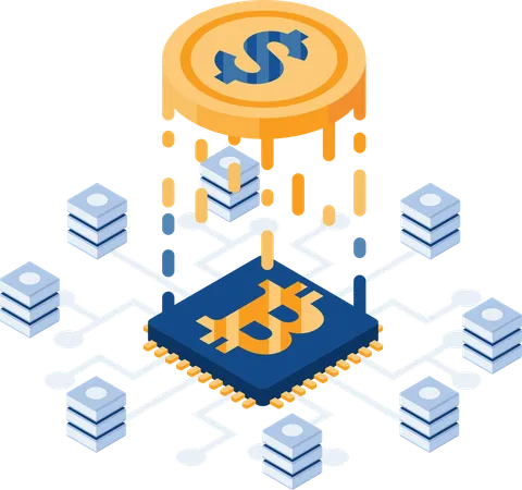 Transición de la moneda del dólar a Bitcoin  Ilustración