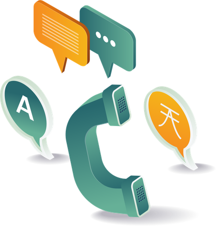 Translate telephone communication language  Illustration