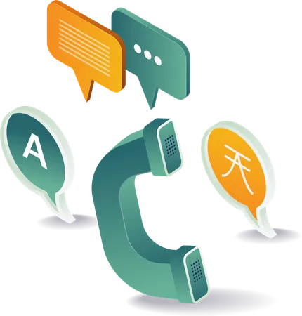 Translate telephone communication language  Illustration