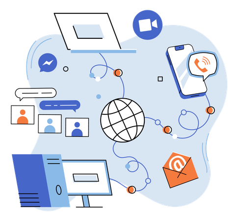 Transmisión de datos en línea y redes sociales  Ilustración