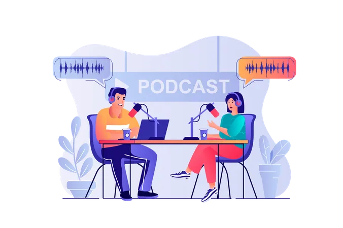 Transmisión de podcasts  Ilustración