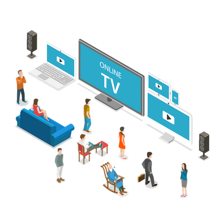 Transmisión de televisión en línea  Ilustración