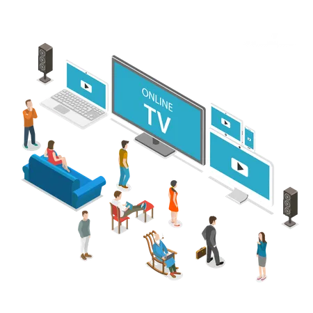 Transmisión de televisión en línea  Ilustración