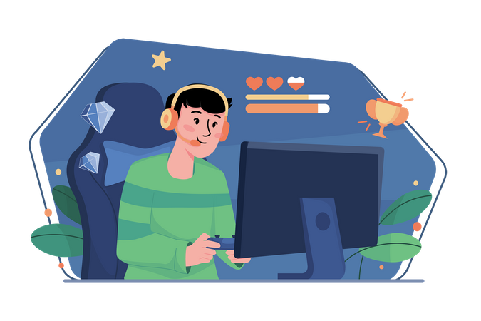 Transmisor de juegos en línea  Ilustración