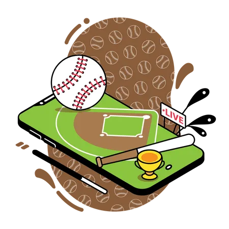 Aplicativo De Transmissao Ao Vivo De Beisebol Ilustração