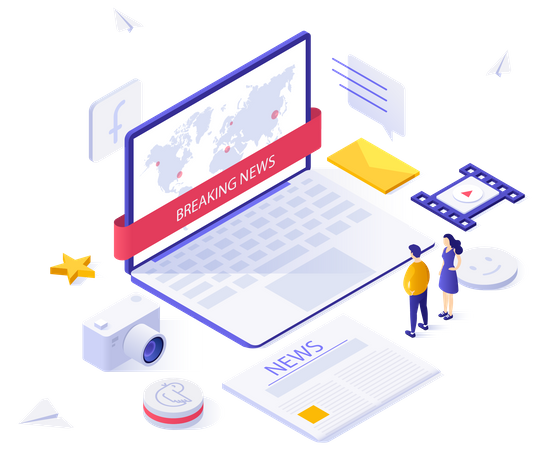 Transmissão de notícias de última hora on-line  Illustration
