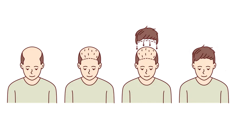 Transplante de cabelo  Ilustração