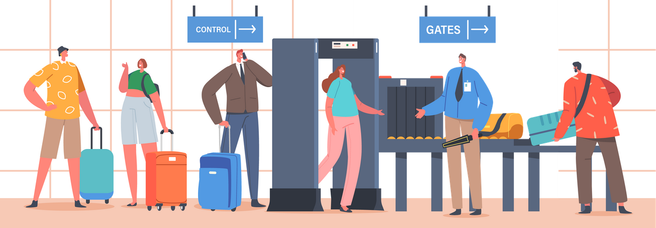 Enregistrement des bagages de transport à l’aéroport  Illustration