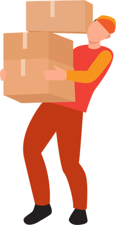 Transport company employees carry out the transportation of goods  イラスト