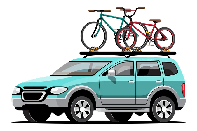Carregar bicicletas em carros  Ilustração