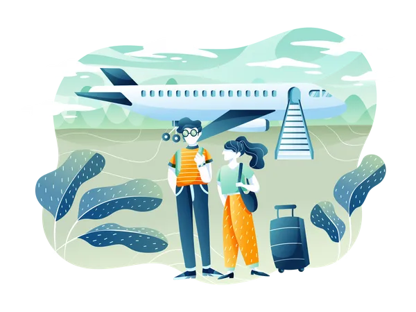 Férias Transportasi com avião  Ilustração