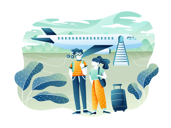 Transportasi Holiday With Airplane  Illustration