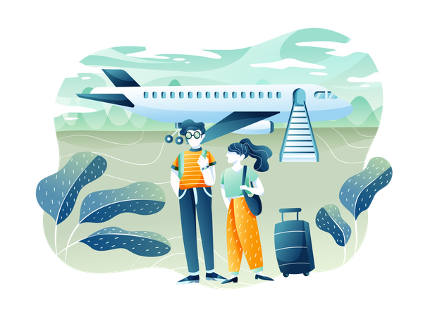 Transportasi Holiday With Airplane  イラスト